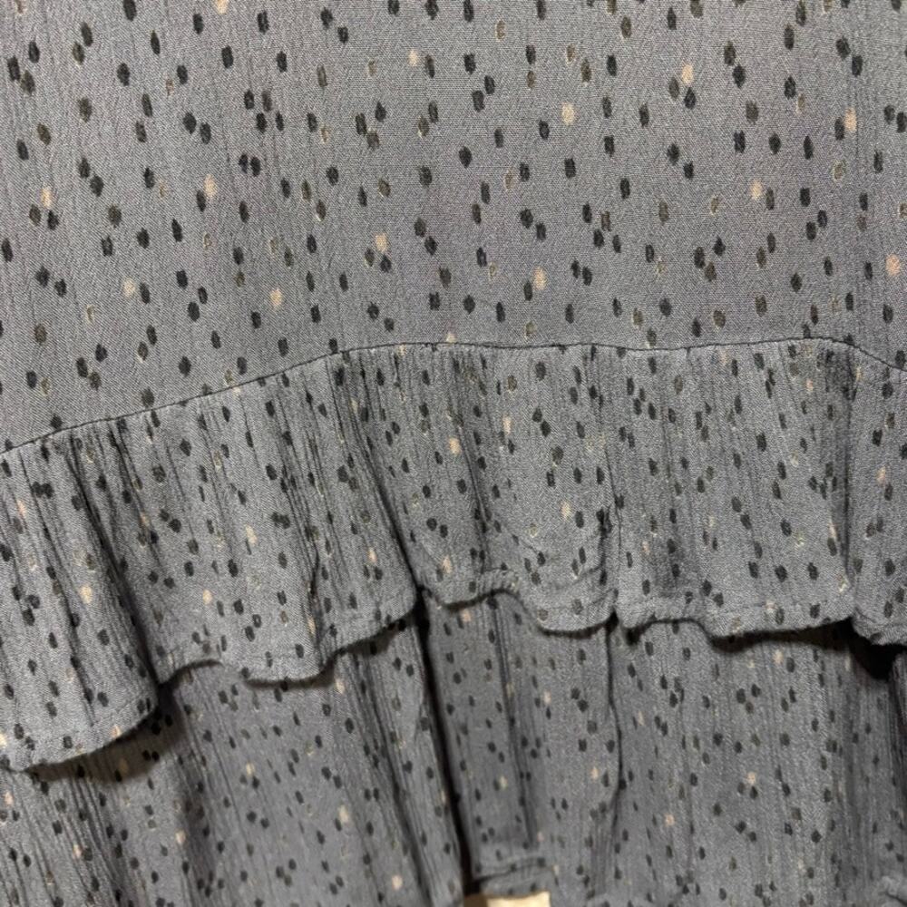 Fat Face Women's Tiered Dress UK 14 US 10 Gray Polka Dot Midi Long Sleeve - Picture 3 of 9
